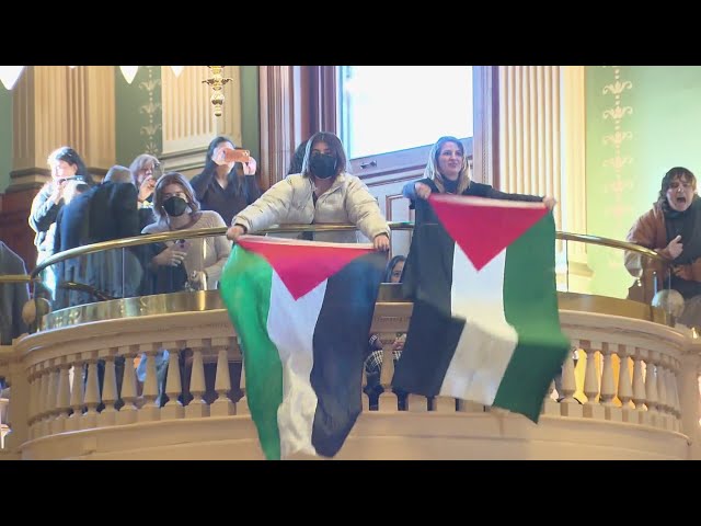 Demonstrators disrupt opening day of Colorado's state legislature