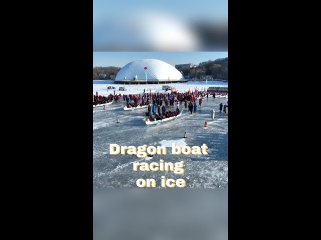 Dragon boat racing on ice in NE China