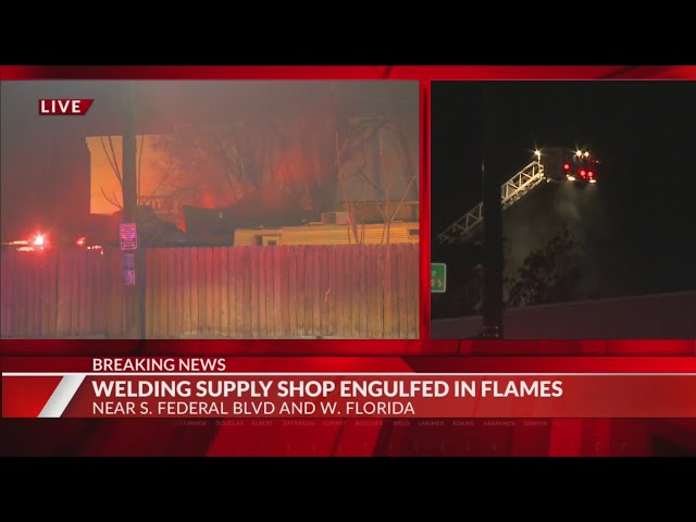 Crews battle fire at Denver welding supply shop