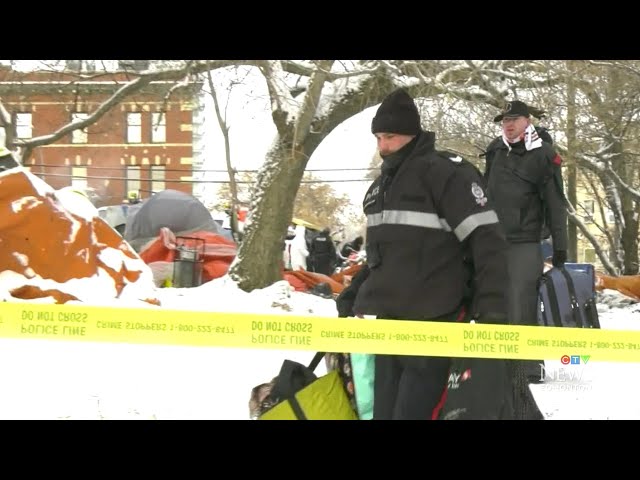 Tense moments at ‘high risk’ encampment clear-out in Edmonton