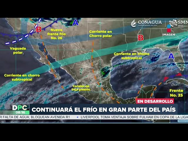 El frente frío número 26 continuará en gran parte del país