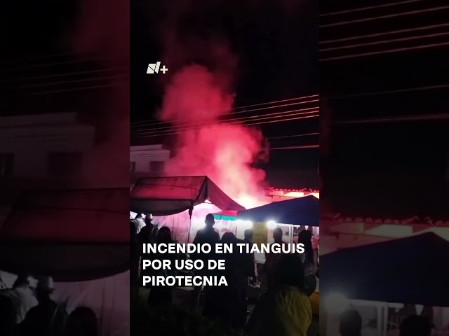 Se incendia puesto de tianguis por lanzar pirotecnia al aire #nmas #shorts #colima