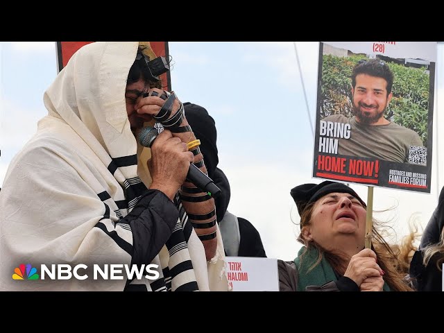 ‘Be strong, we love you so much’: Hostage families shout support across Gaza border