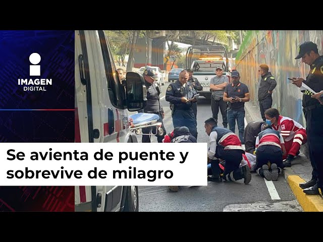 Hombre se arroja de puente Churubusco hacia Viaducto en CDMX ¡y sobrevive!