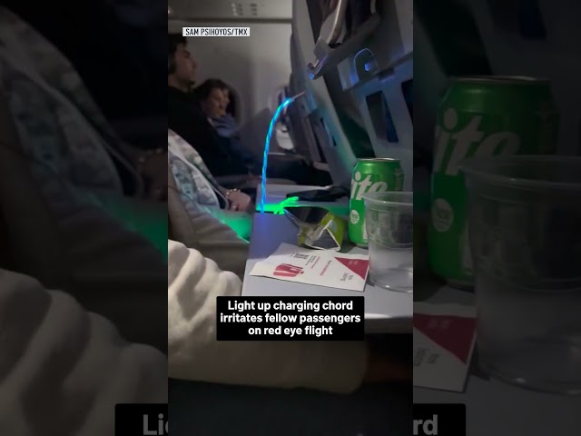 Light up charging chord irritates fellow passengers on red eye flight