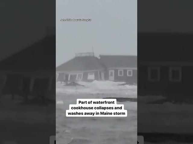 Waterfront cookhouse collapses, washes away in Maine storm #shorts