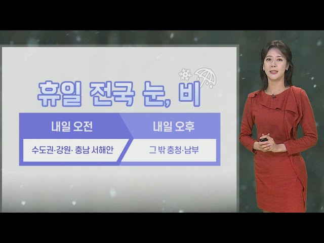 [날씨] 내일 저녁까지 전국 눈·비…그치고 매서운 찬바람 / 연합뉴스TV (YonhapnewsTV)