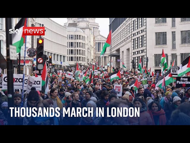 Thousands of pro-Palestinian protesters in central London for 'global day of action'