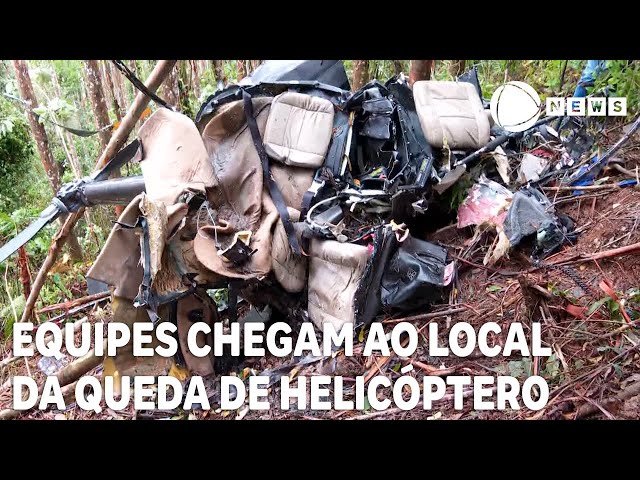 Equipes chegam ao local exato da queda do helicóptero