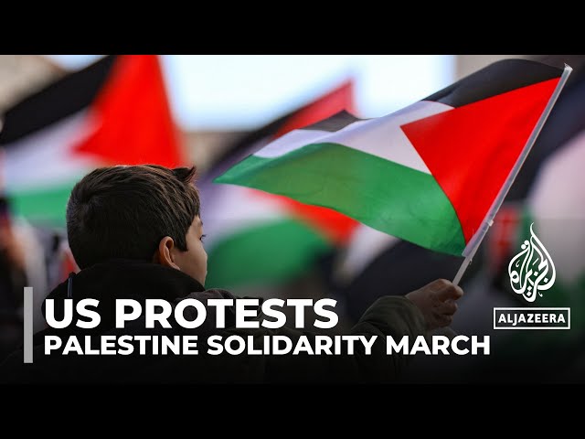 Tens of thousands march in Washington, DC in solidarity with Palestine