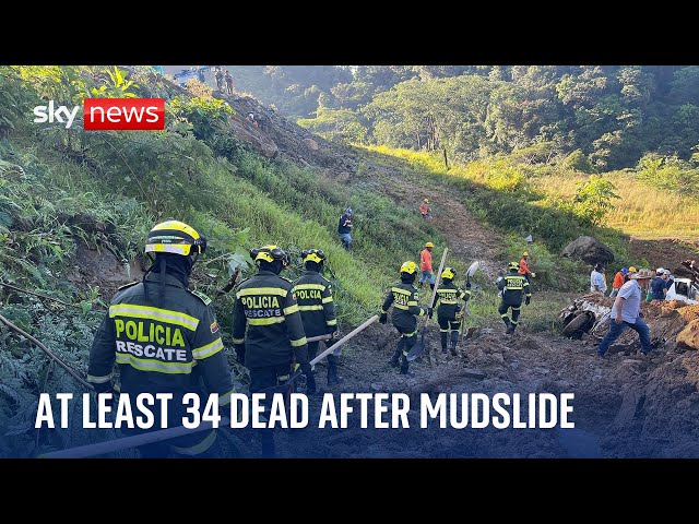 Colombia: At least 34 dead after mudslide covers highway