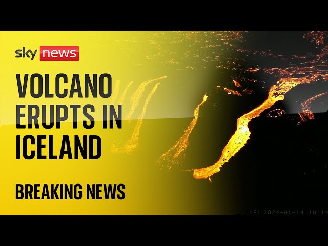 Volcano erupts in Iceland, opening cracks around defences of fishing village