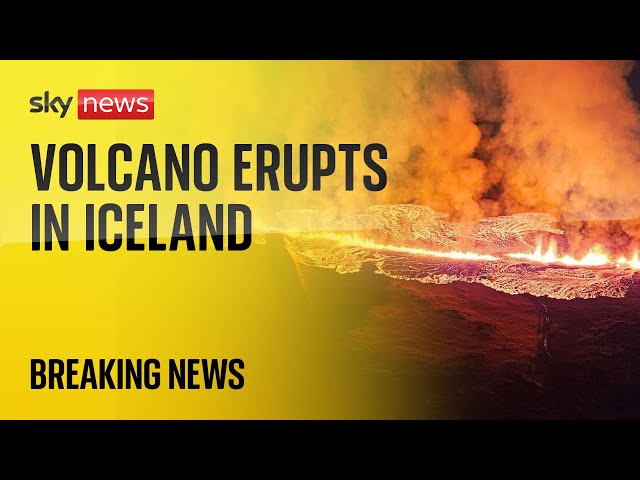 Watch live: Volcano erupts near village in Iceland