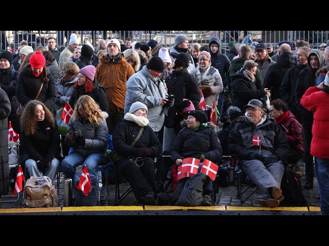 Crowds gather to celebrate the new King and Queen of Denmark