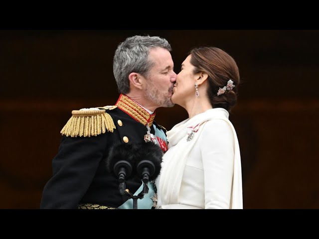 King Frederik and Queen Mary kiss in first appearance as monarchs