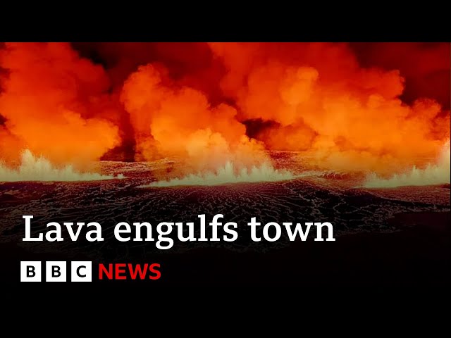 Iceland volcano - emergency declared as lava sets town on fire | BBC News