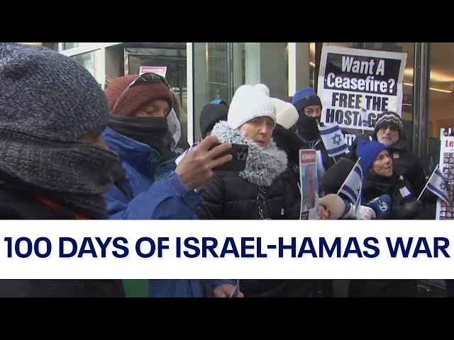 Protestors gather in Chicago to mark 100 days since Hamas attack