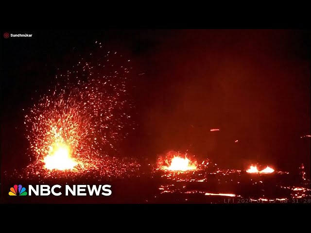 Volcano erupts in Iceland, spewing lava toward a nearby settlement