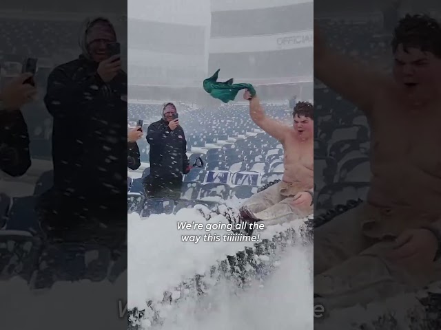 Buffalo Bills fans make snow slide while shoveling stadium #Shorts