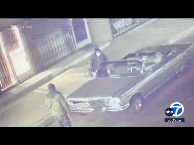 Suspects caught on video stealing custom car in Woodland Hills