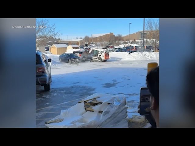 Man goes on tractor crashing spree in Nebraska parking lot