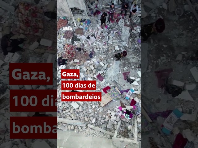 Guerra em Gaza: drones mostram destruição após 100 dias de conflito