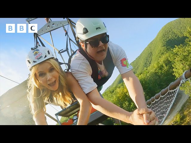 Amanda & Alan take on TERRIFYING Zip Wire in Italy | Amanda & Alan's Italian Job - BBC