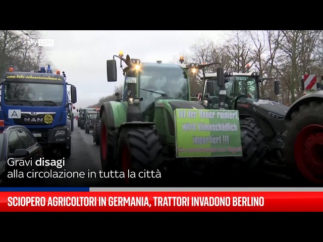 ⁣Sciopero agricoltori, migliaia di trattori invadono Berlino