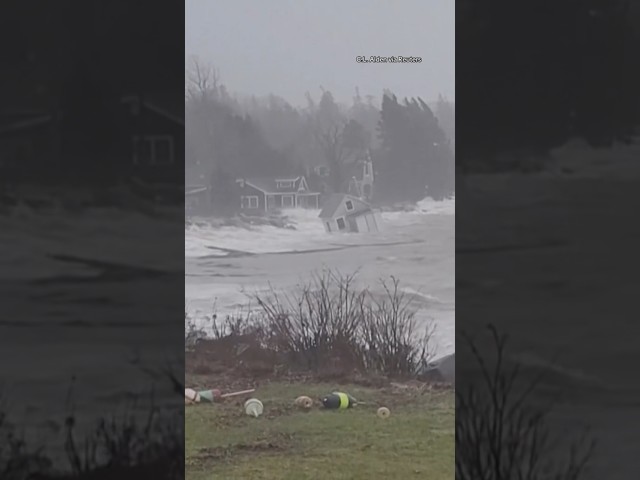 Maine floodwaters sweep away entire cabin #shorts