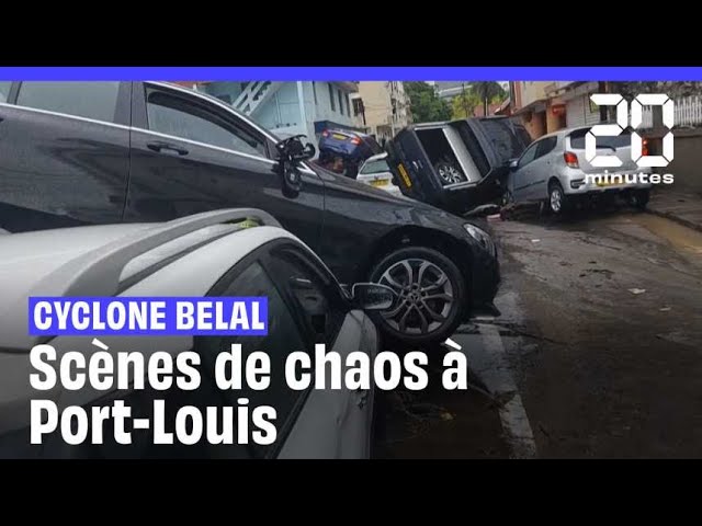 Cyclone Belal : Des voitures les unes sur les autres dans les rues de Port Louis à l'Île Mauric