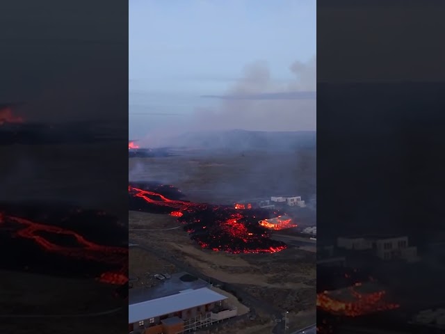 Volcano erupts again, lava destroys homes in its path #Shorts