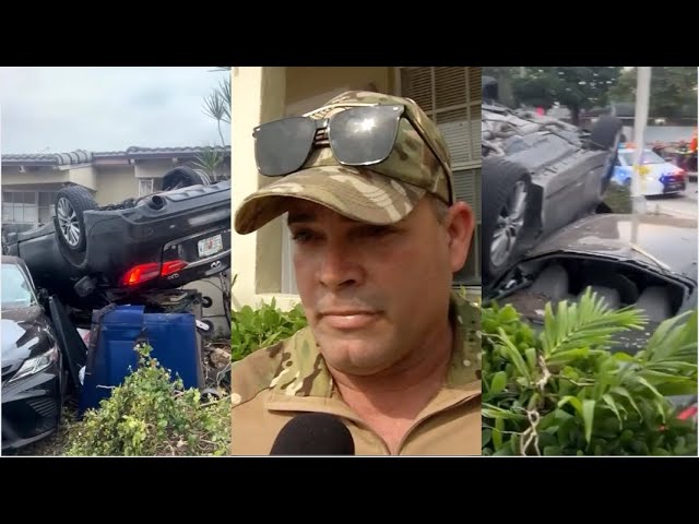 Familia cubana de Miami pasa el susto de su vida después que 2 autos se estrellaran contra su casa