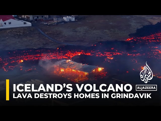 Lava destroys homes in Iceland’s Grindavik