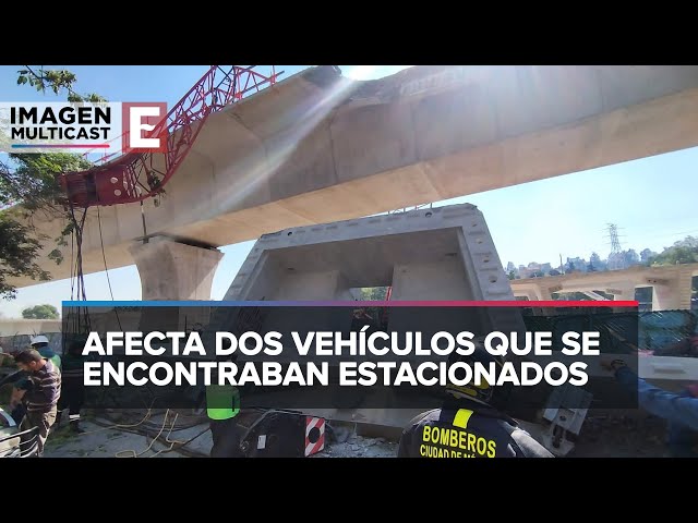 Cae de grúa estructura de concreto del Tren Interurbano México-Toluca