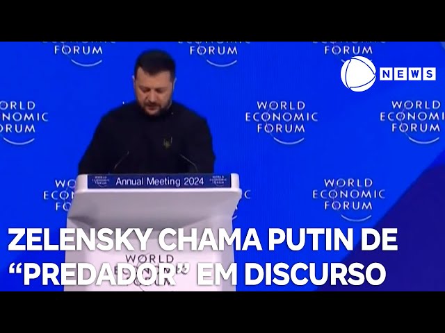 Zelensky chama Putin de "predador" durante discurso Fórum Econômico Mundial