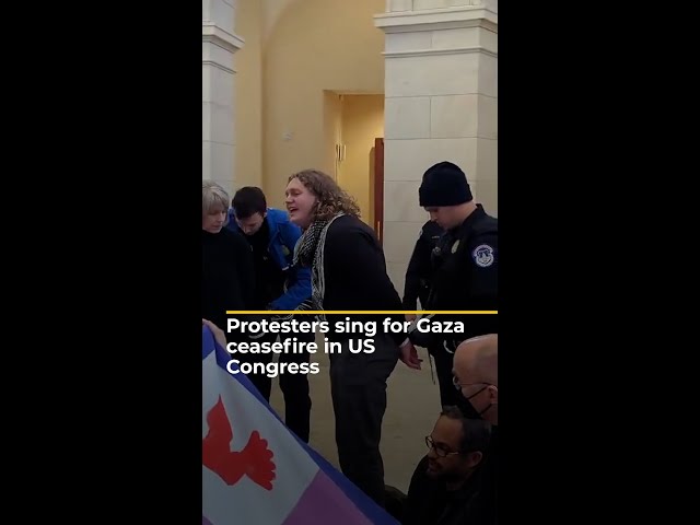 Protesters sing for Gaza ceasefire in US Congress | AJ #shorts