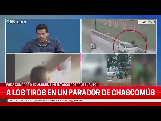 A LOS TIROS en un PARADOR de CHASCOMÚS: FUE a COMPRAR MEDIALUNAS e INTENTARON ROBARLE el AUTO