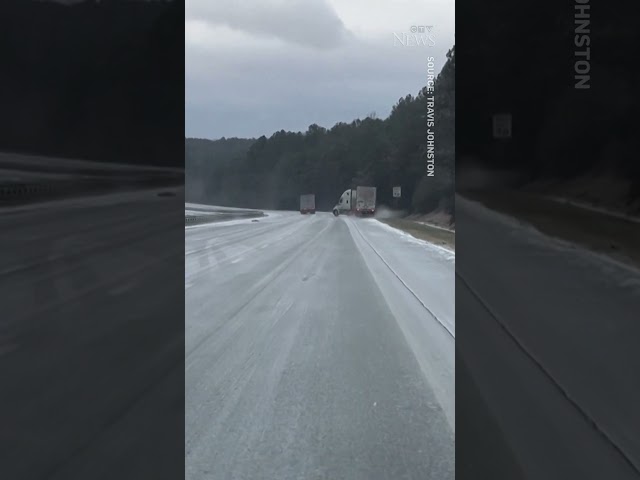 Video shows moment truck hits ice on Alabama highway #shorts