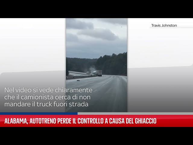 ⁣Alabama, autotreno perde il controllo a causa del ghiaccio