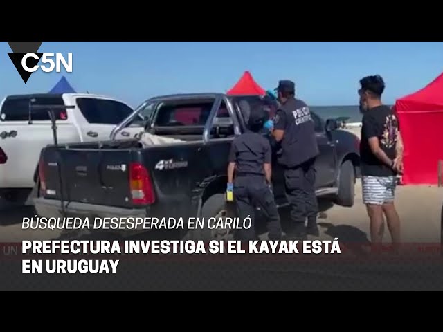 BÚSQUEDA DESESPERADA en CARILÓ: PREFECTURA INVESTIGA si el KAYAK está en URUGUAY