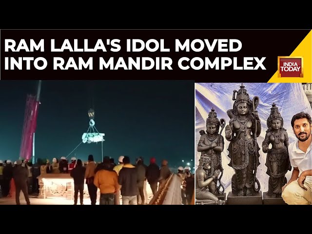 Exclusive Visuals Of Ram Lalla's Idol Being Taken Inside Ram Mandir Complex In Ayodhya Using Cr