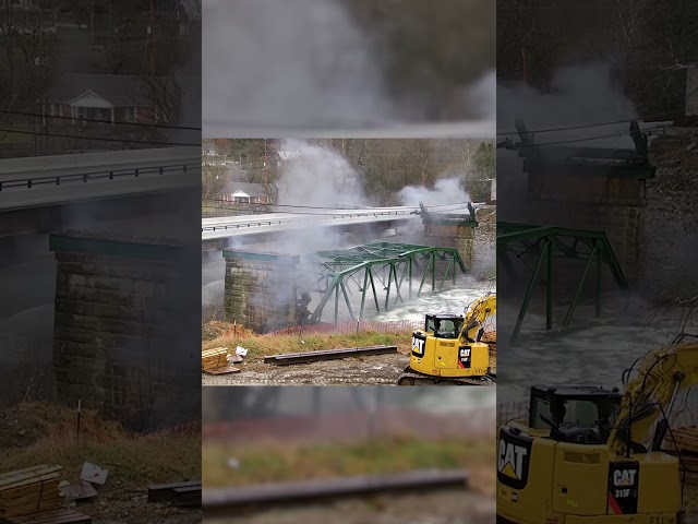 Crews demolish almost century-old bridge in controlled explosion #Shorts