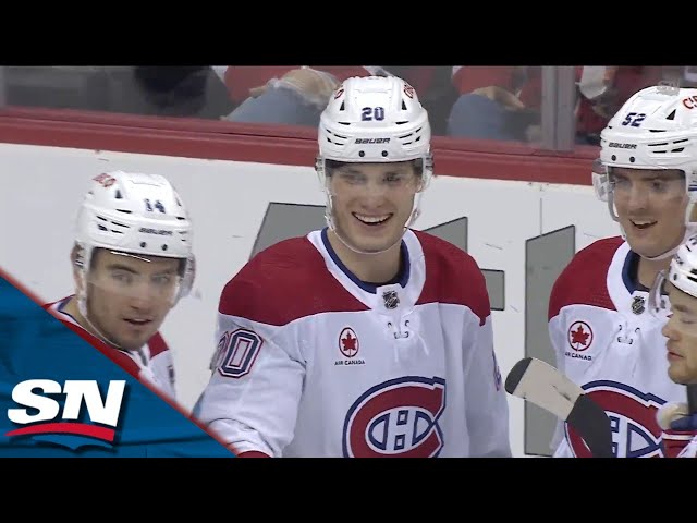 Canadiens' Cole Caufield Feeds Juraj Slafkovsky With Midair Dime To Open Scoring