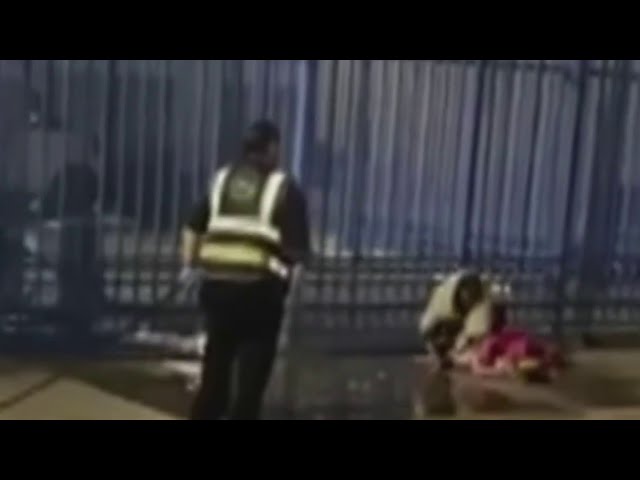 Video appears to show worker spray homeless person