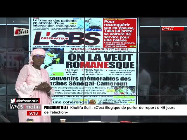 Unes de l'Obs & RECORD présenté par Faty Dieng - Infos Matin du 19 Janvier 2024