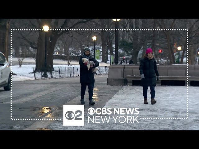 Sanitation crews already treating a snowy Central Park