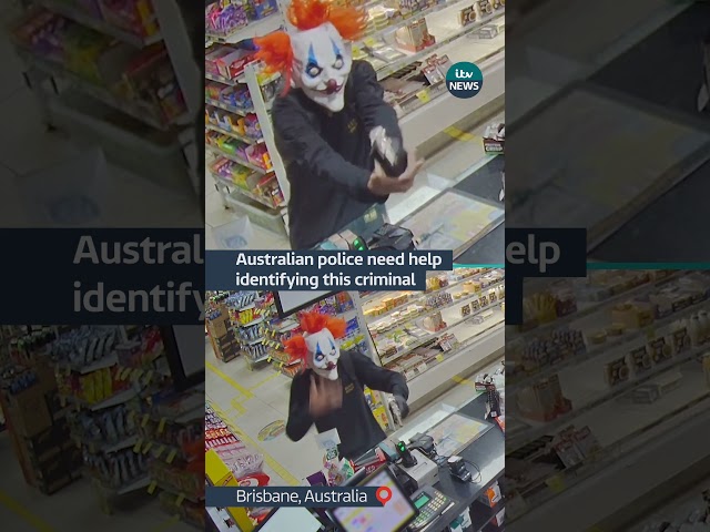 Armed man in clown mask robs store in Australia  #itvnews #clown #crime #australia