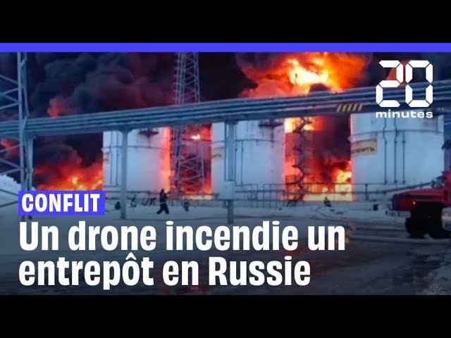 Russie : Un dépôt incendié par un drone ukrainien dans la région de Briansk #shorts