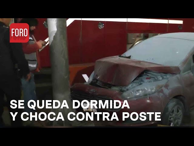 Accidente: Conductora se queda dormida y se impacta contra poste en CETRAM Chapultepec