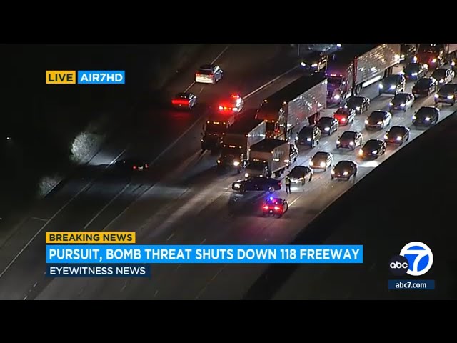 Bomb threat investigation shuts down EB 118 Freeway in Porter Ranch